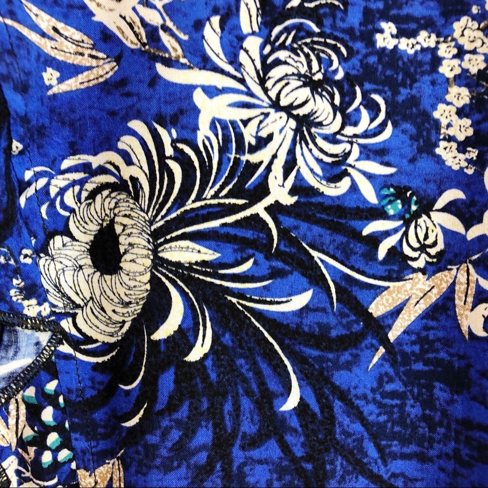 Jaase Boho Floral Cropped Blue Black Zipper Jacket - Picture 5 of 7